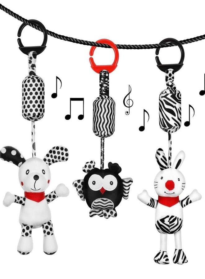 Slipps Baby Toy Cartoon Animal Stuffed Hanging Rattle Toys, Baby Bed Crib Car Seat Travel Stroller Soft Plush Toys with Wind Chimes, Birthday Gift for Newborn 0-18 Month (Pack of 3) - Image 1